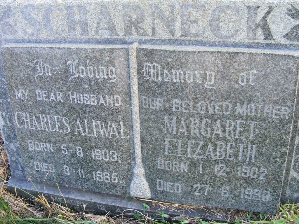 SCHARNECK Charles Aliwal 1903-1965 &amp; Margaret Elizabeth 1902-1990