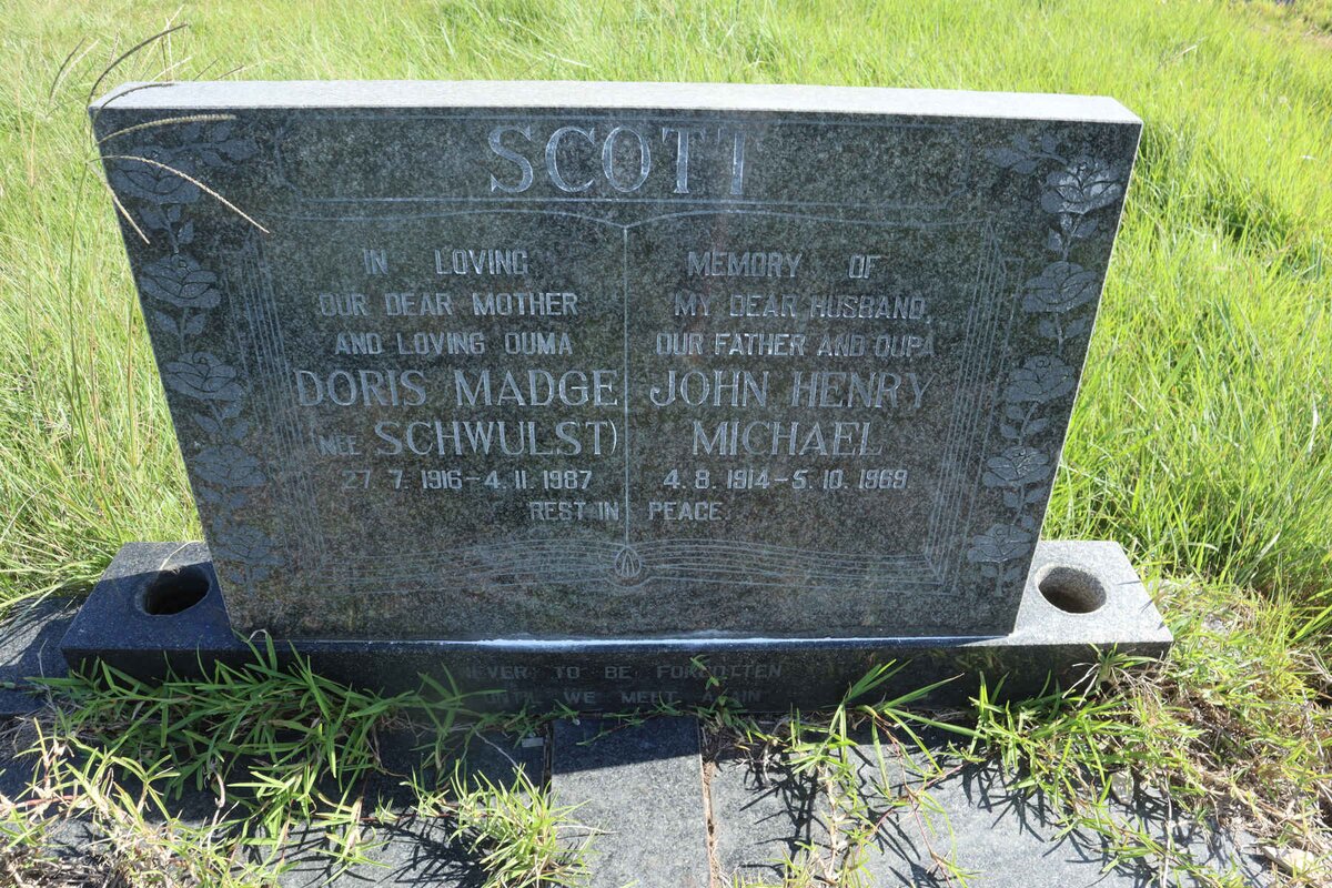 SCOTT John Henry Michael 1914-1969 &amp; Doris Madge SCHWULST 1916-1987