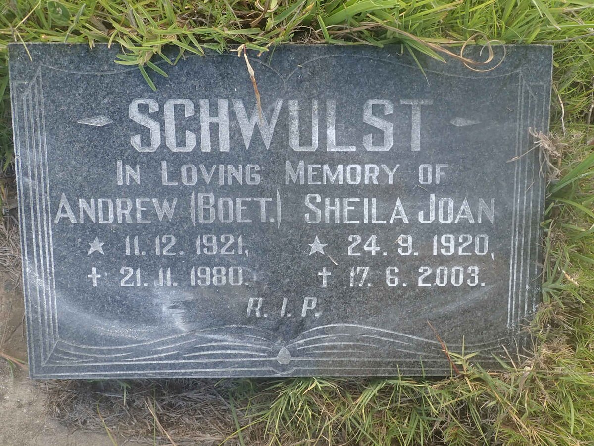 SCHWULST Andrew 1921-1980 &amp; Sheila Joan 1920-2003