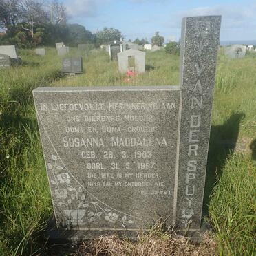 SPUY Susanna Magdalena, van der 1903-1997