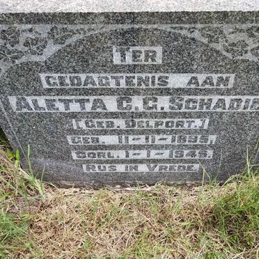 SCHADIE Aletta C.G. nee DELPORT 1895-1946
