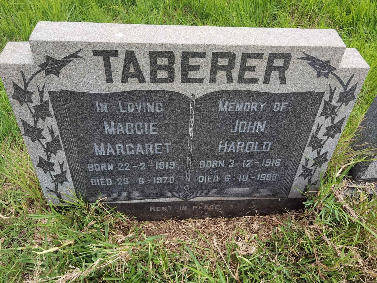 TABERER John Harold 1916-1986 &amp; Maggie Margaret 1919-1970