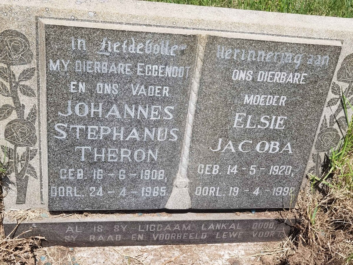 THERON Johannes Stephanus 1908-1965 &amp; Elsie Jacoba 1920-1992