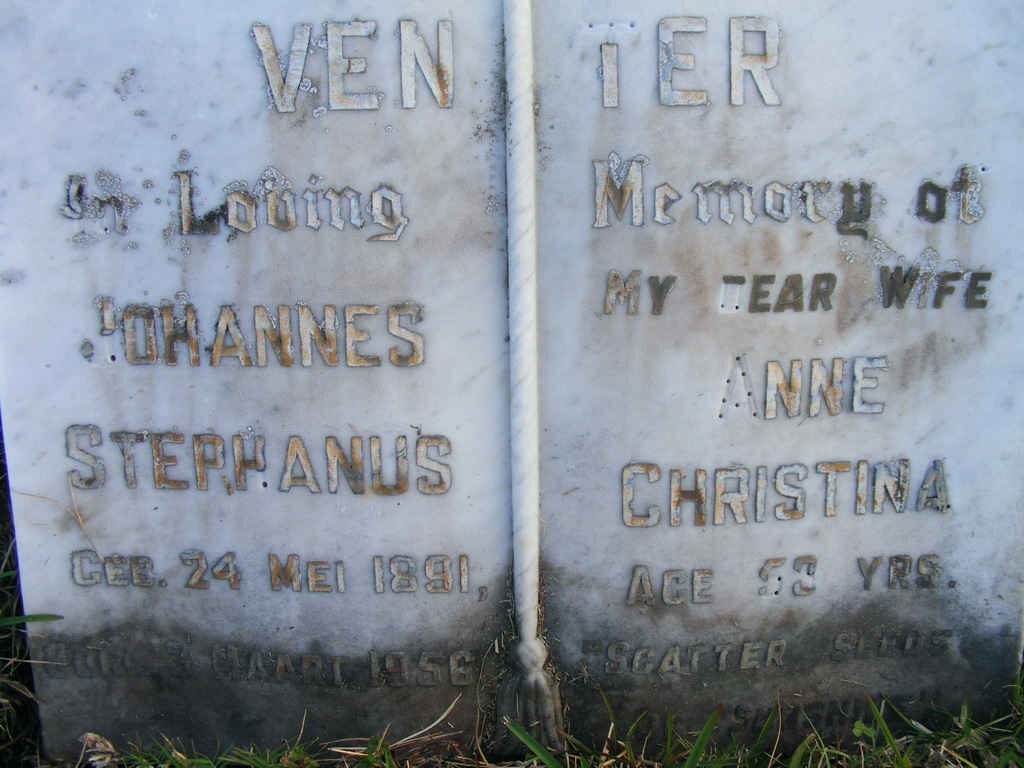 VENTER Johannes Stephanus 1891-1956 &amp; Anne Christina