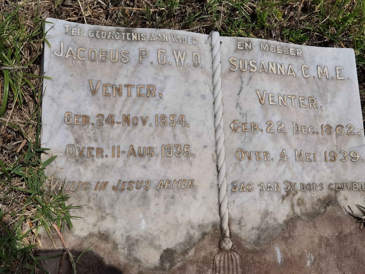 VENTER Jacobus P.G.W.D. 1854-1935 &amp; Susanna C.M.E. 1862-1939