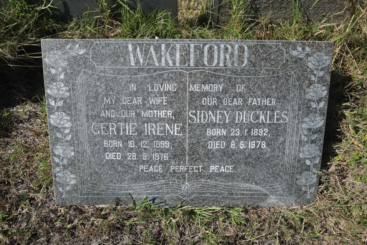 WAKEFORD Sidney Duckles 1892-1978 &amp; Gertie Irene 1899-1976