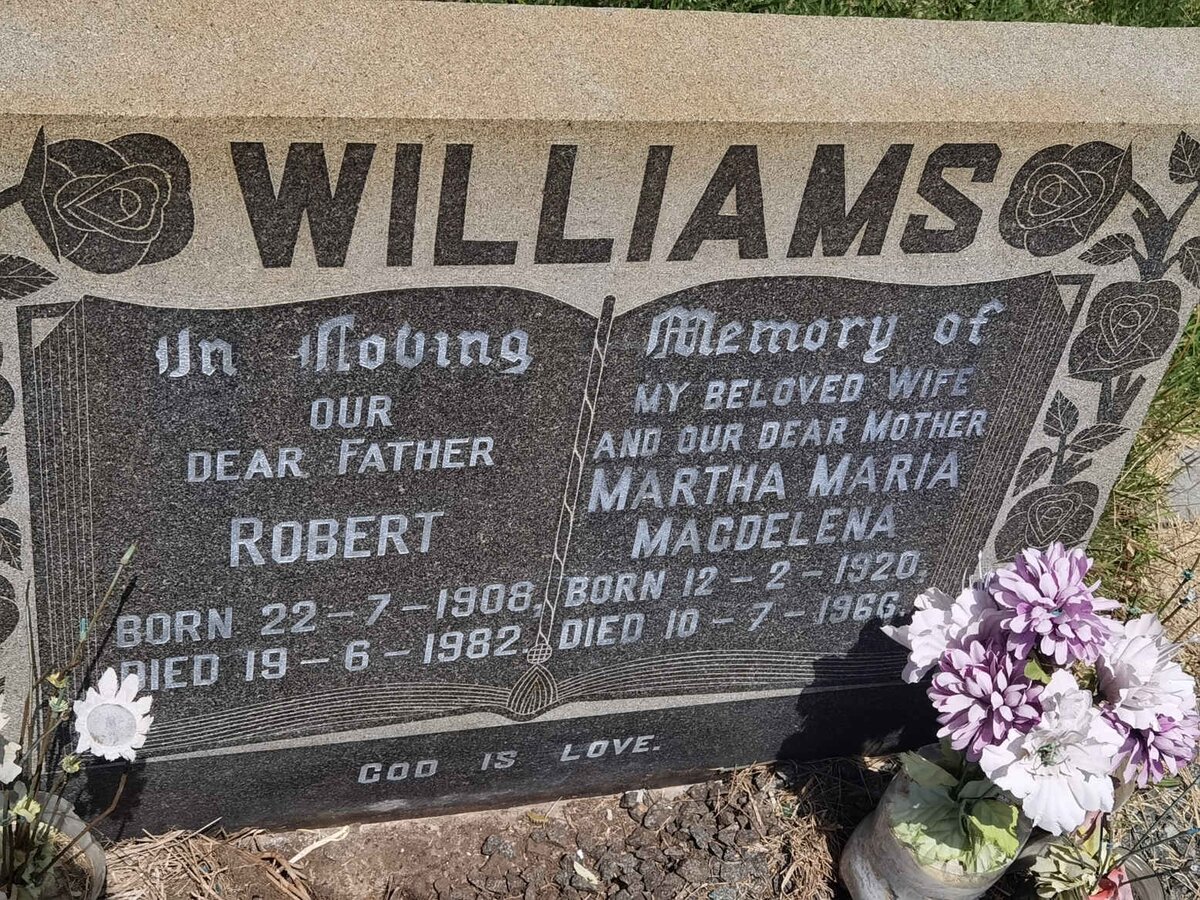 WILLIAMS Robert 1908-1982 &amp; Martha Maria Magdelena 1920-1966