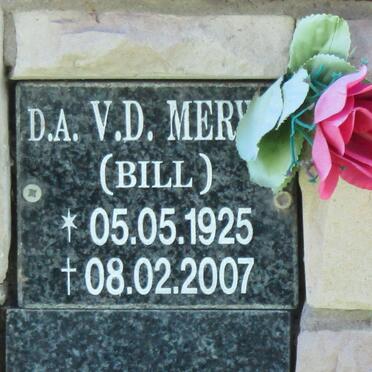MERWE D.A., v.d. 1925-2007