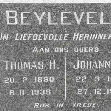 BEYLEVELD Thomas H. 1880-1938 &amp; Johanna B. 1880-1976