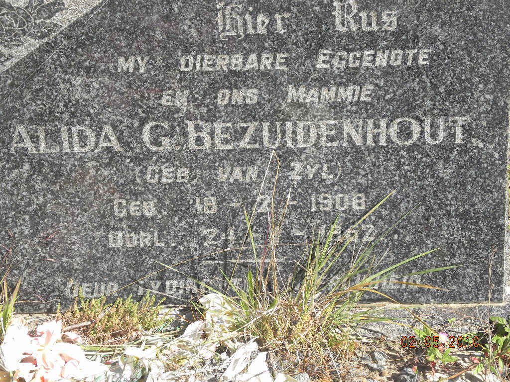 BEZUIDENHOUT Alida G. nee VAN ZYL 1908-1952
