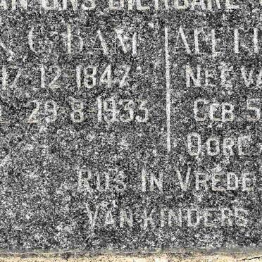 BAM Jan C. 1847-1933 &amp; Aletta S.F. VAN STADEN 1951-?