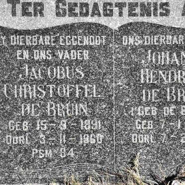 BRUIN Jacobus Christoffel, de 1891-1960 &amp; Johanna Hendrika DE BRUIN 1898-1978
