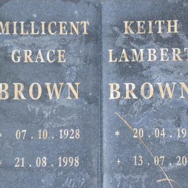 BROWN Keith Lambert 1927-2002 &amp; Millicent Grace 1928-1998