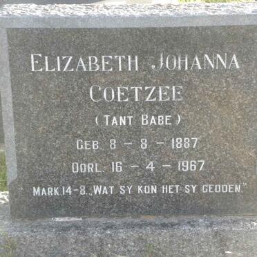 COETZEE Elizabeth Johanna 1887-1967