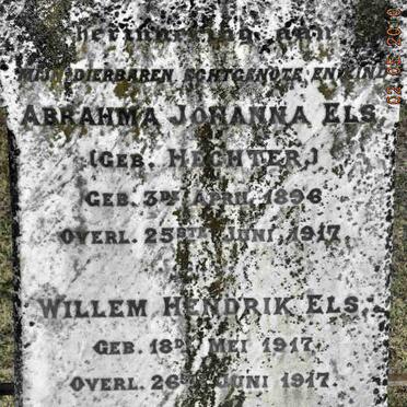 ELS Abrahma Johanna nee HECHTER 1896-1917 :: ELS Willem Hendrik 1917-1917