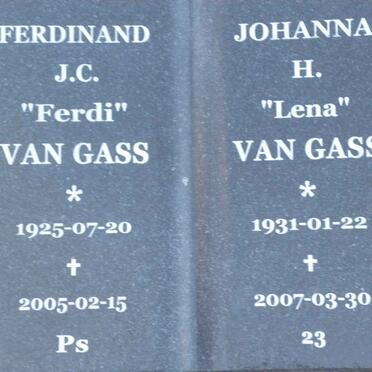 GASS Ferdinand J.C., van 1925-2005 &amp; Johanna H. 1931-2007