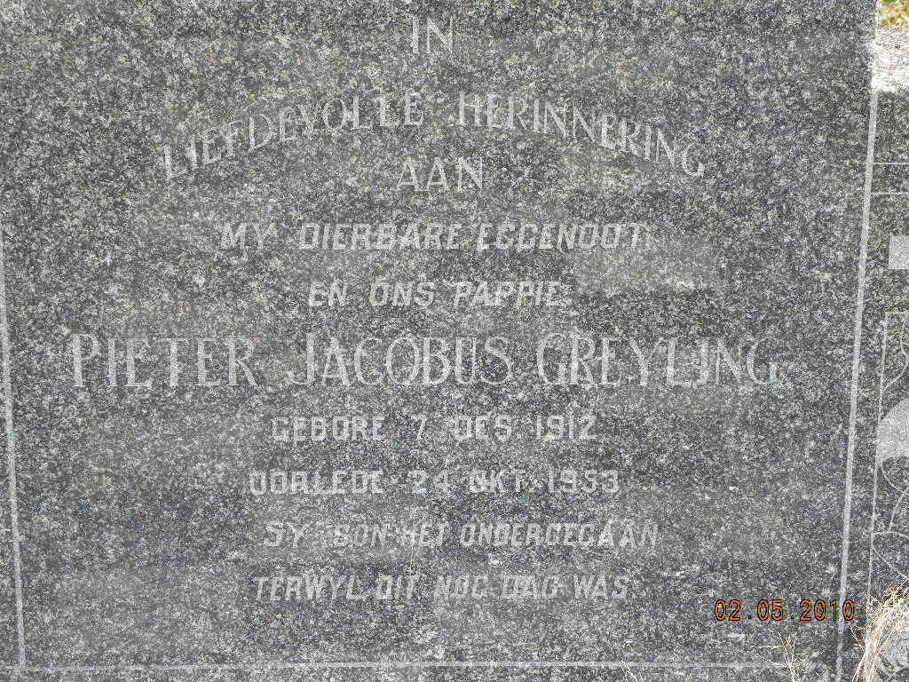 GREYLING Pieter Jacobus 1912-1953