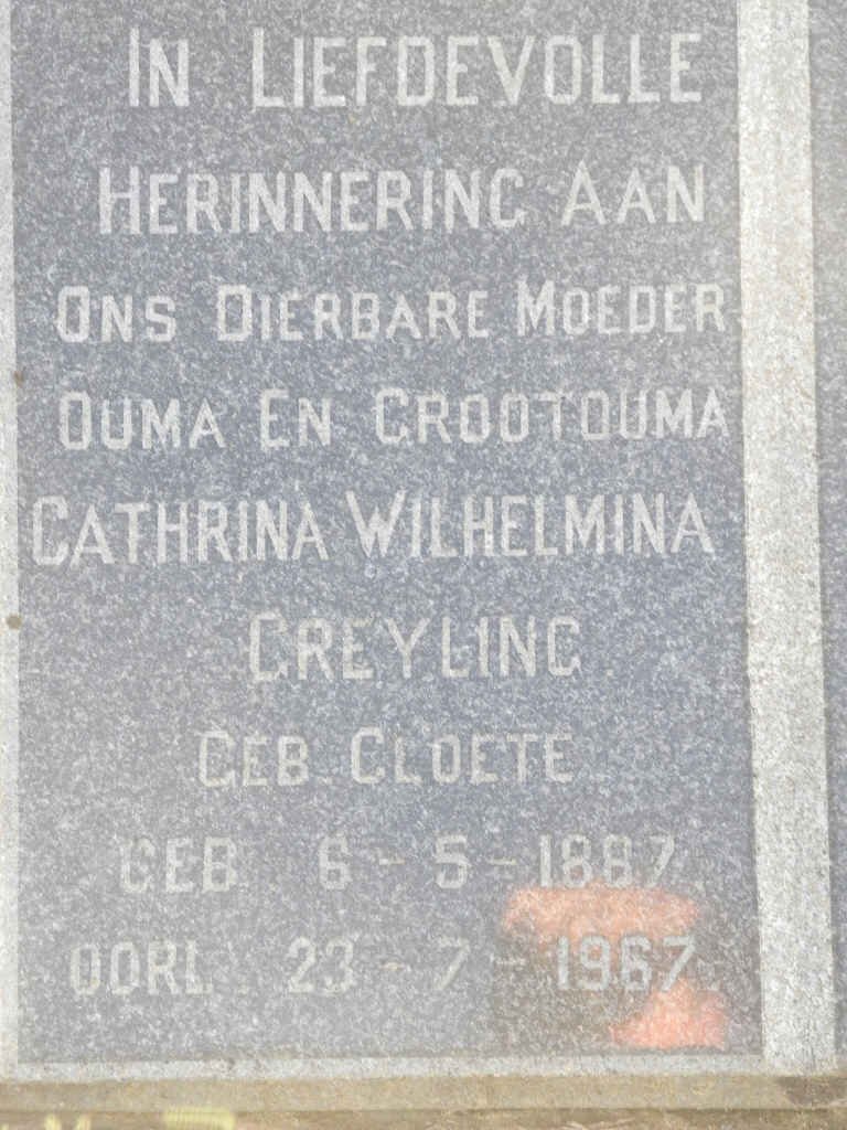 GREYLING Cathrina Wilhelmina nee CLOETE 1887-1967