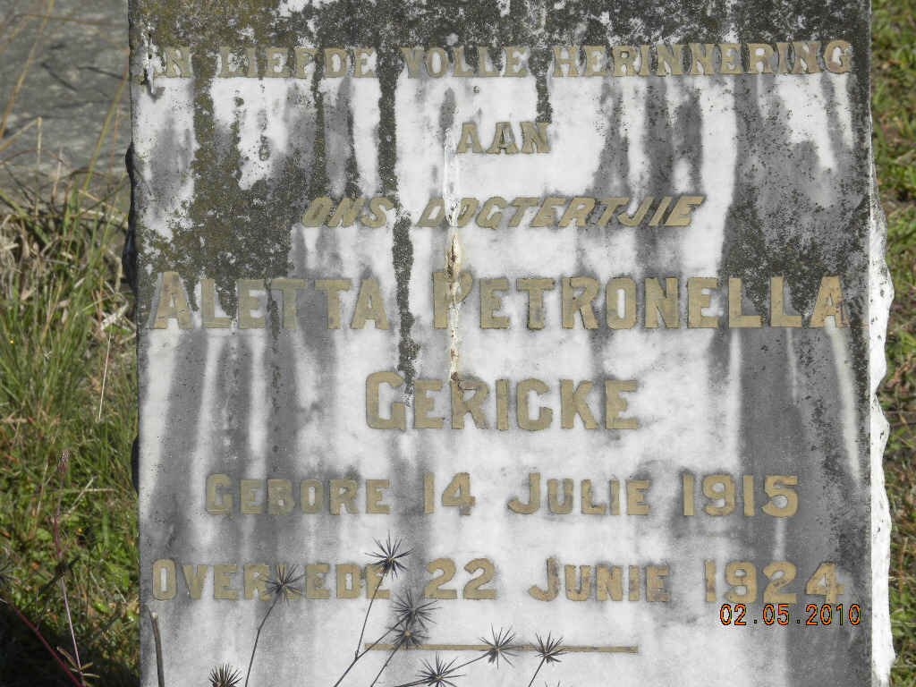 GERICKE Aletta Petronella 1915-1924