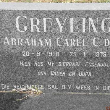 GREYLING Abraham Carel C. de W. 1900-1975 &amp; Cornelia Elizabeth FOUCHE 1901-1988