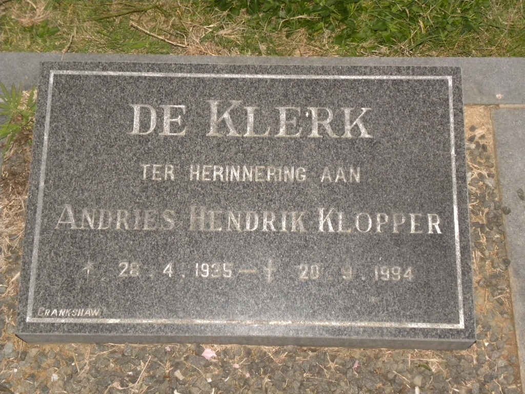 KLERK Andries Hendrik Klopper, de 1935-1994
