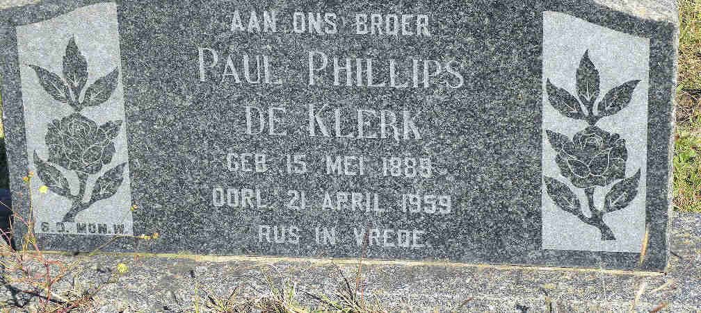 KLERK Paul Phillips., de 1889-1959