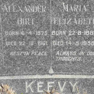 KEEVY Alexander Birt 1875-1961 &amp; Maria Elizabeth 1884-1958