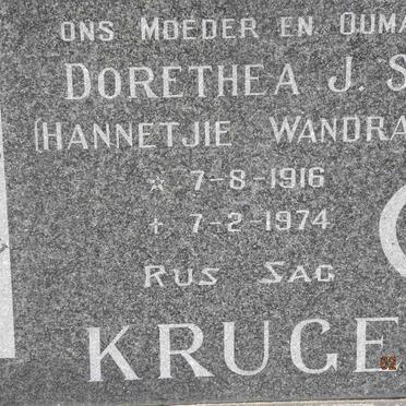 KRUGER Johannes Arnoldus 1908-1982 &amp; Dorethea J.S. WANDRAG 1916-1974