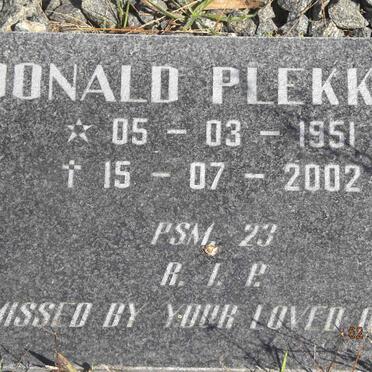 PLEKKER Donald 1951-2002