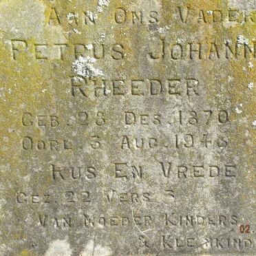 RHEEDER Petrus Johannes 1870-1948