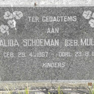 SCHOEMAN Alida nee MULLER 1887-1965