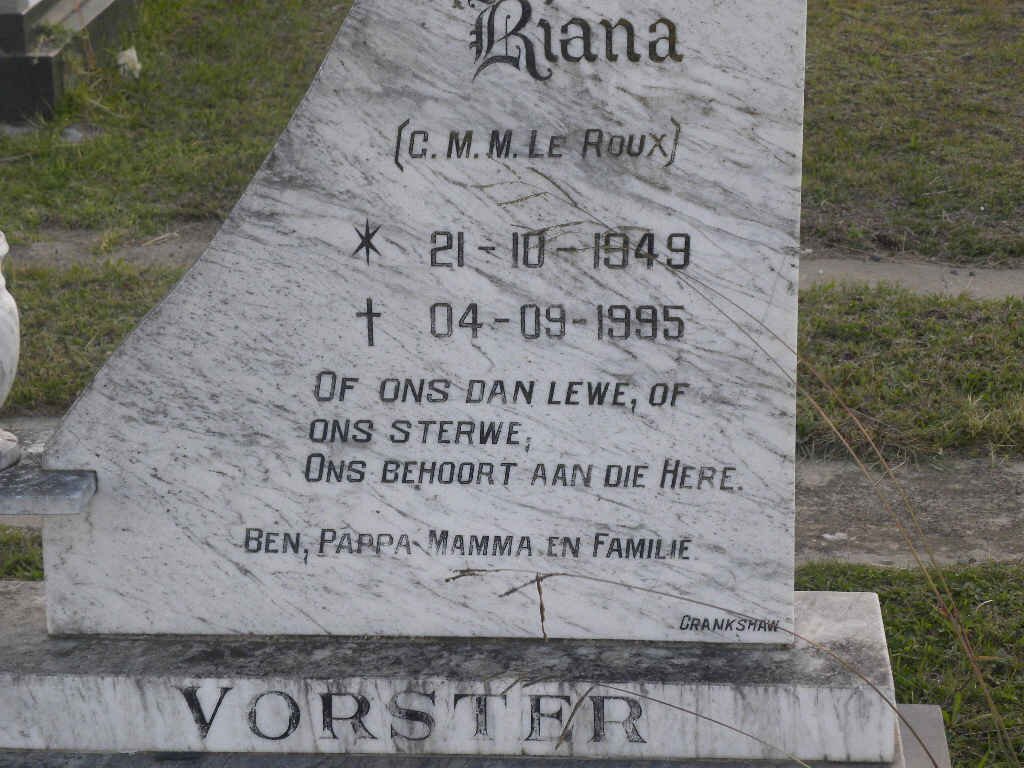 VORSTER C.M.M. nee LE ROUX 1949-1995