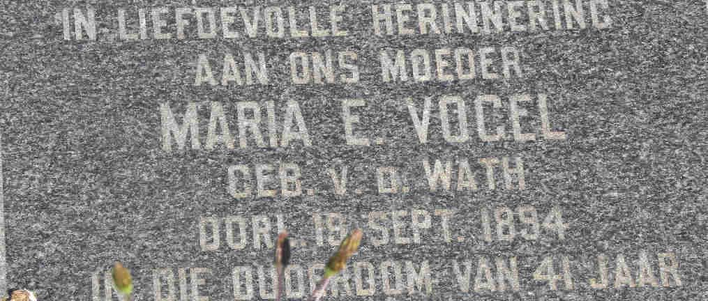 VOGEL Maria E. nee V.D. WATH -1894