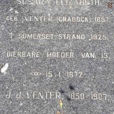 VENTER J.J. 1850-1907 &amp; Susara Elizabeth VENTER nee CRADDOCK 1857-1925