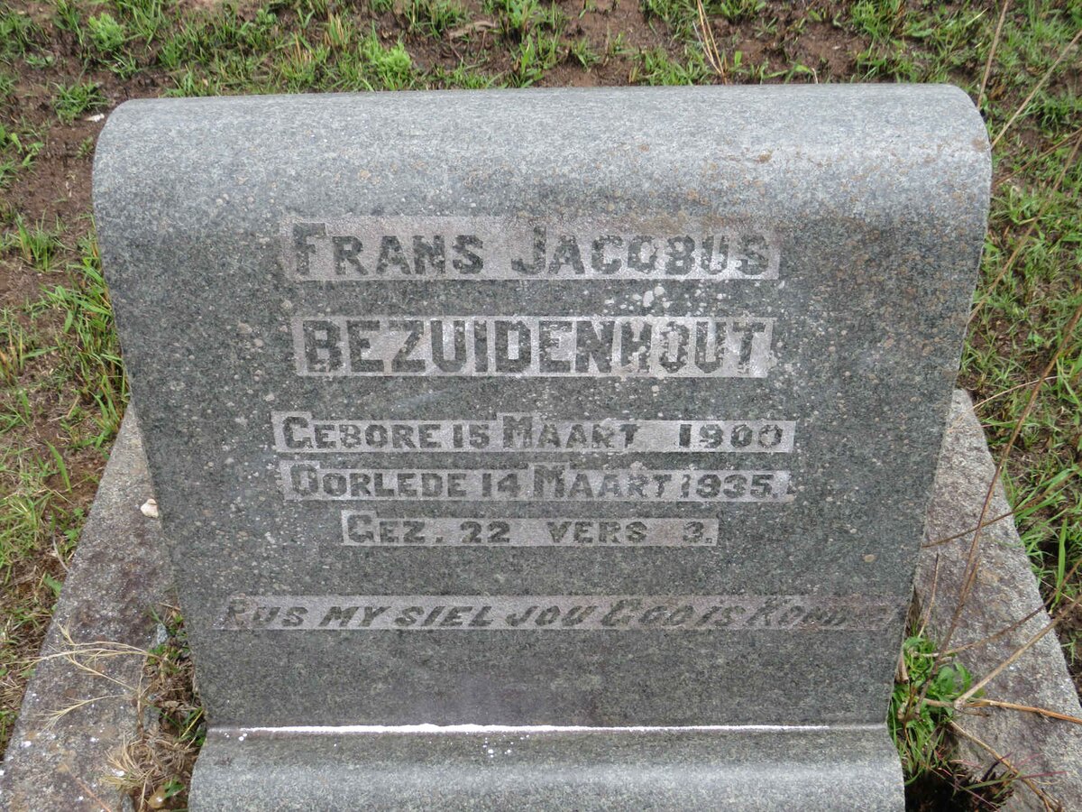 BEZUIDENHOUT Frans Jacobus 1900-1935