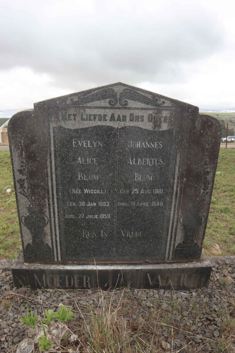 BLOM Johannes Albertus 1881-1948 &amp; Evelyn Alice WIGGILL 1883-1959