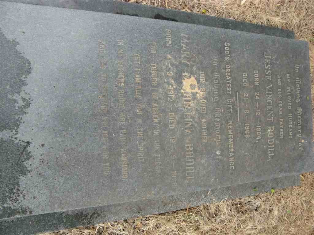 BODILL Jesse Vincent 1904-1968 &amp; Mary Magdalina 1912-1988