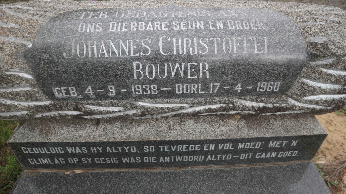 BOUWER Johannes Christoffel 1938-1960