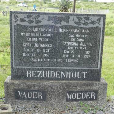 BEZUIDENHOUT Gert Johannes 1909-1957 &amp; Georgina Aletta WILLIAMS 1913-1987