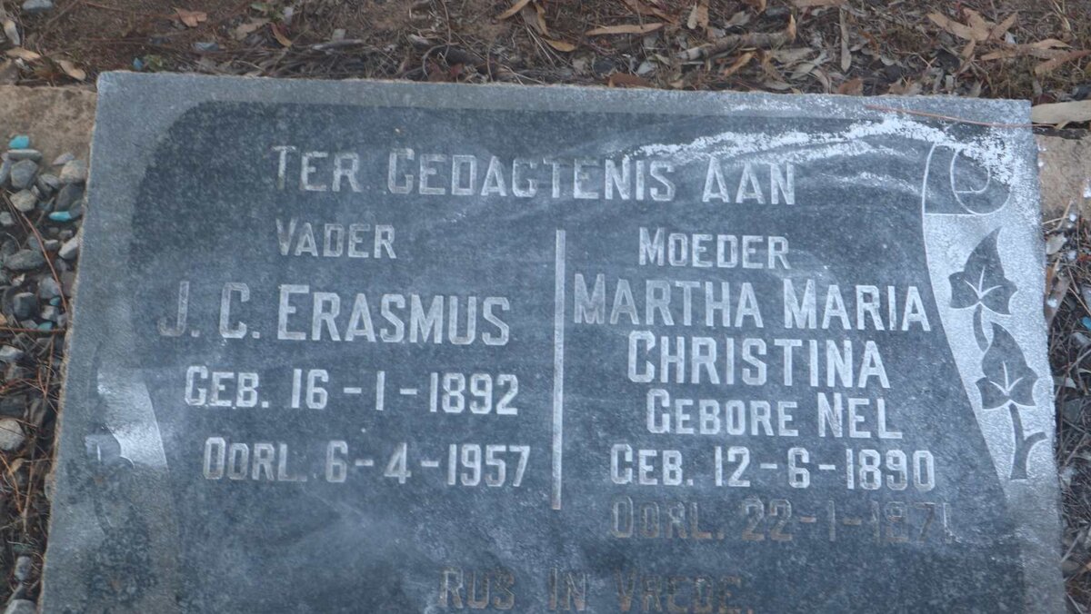 ERASMUS J.C. 1892-1957 &amp; Martha Maria Christina NEL 1890-1971