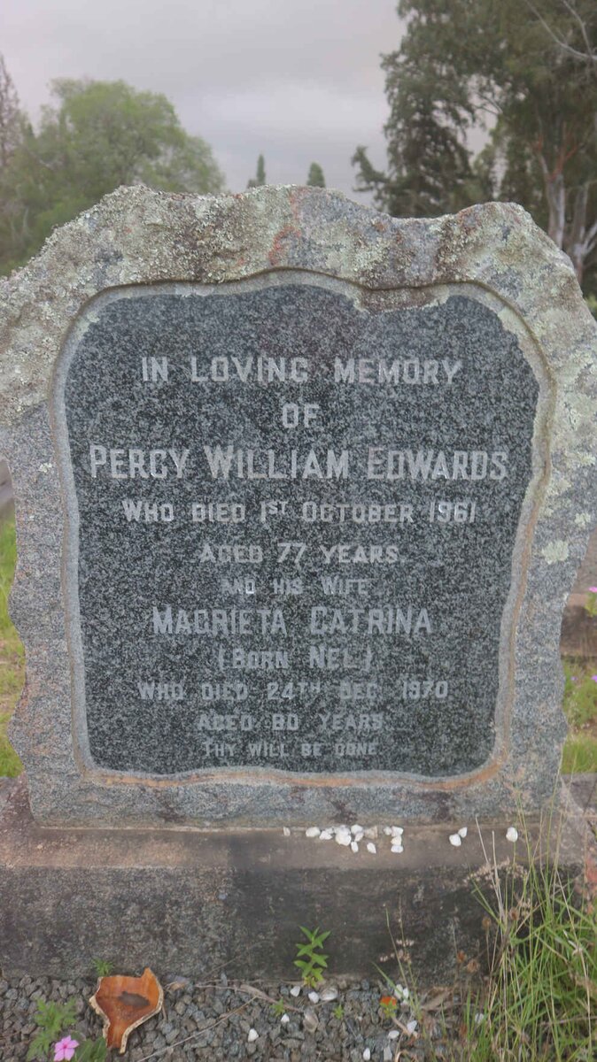 EDWARDS Percy William -1961 &amp; Magrieta Catrina NEL -1970