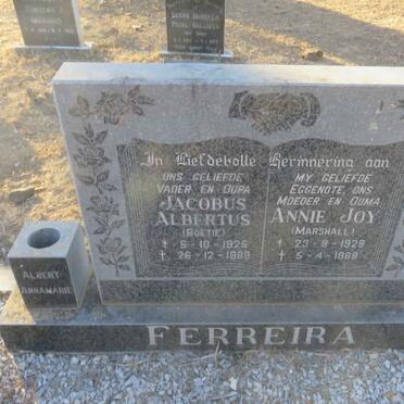 FERREIRA Jacobus Albertus 1925-1988 &amp; Annie Joy MARSHALL 1929-1988