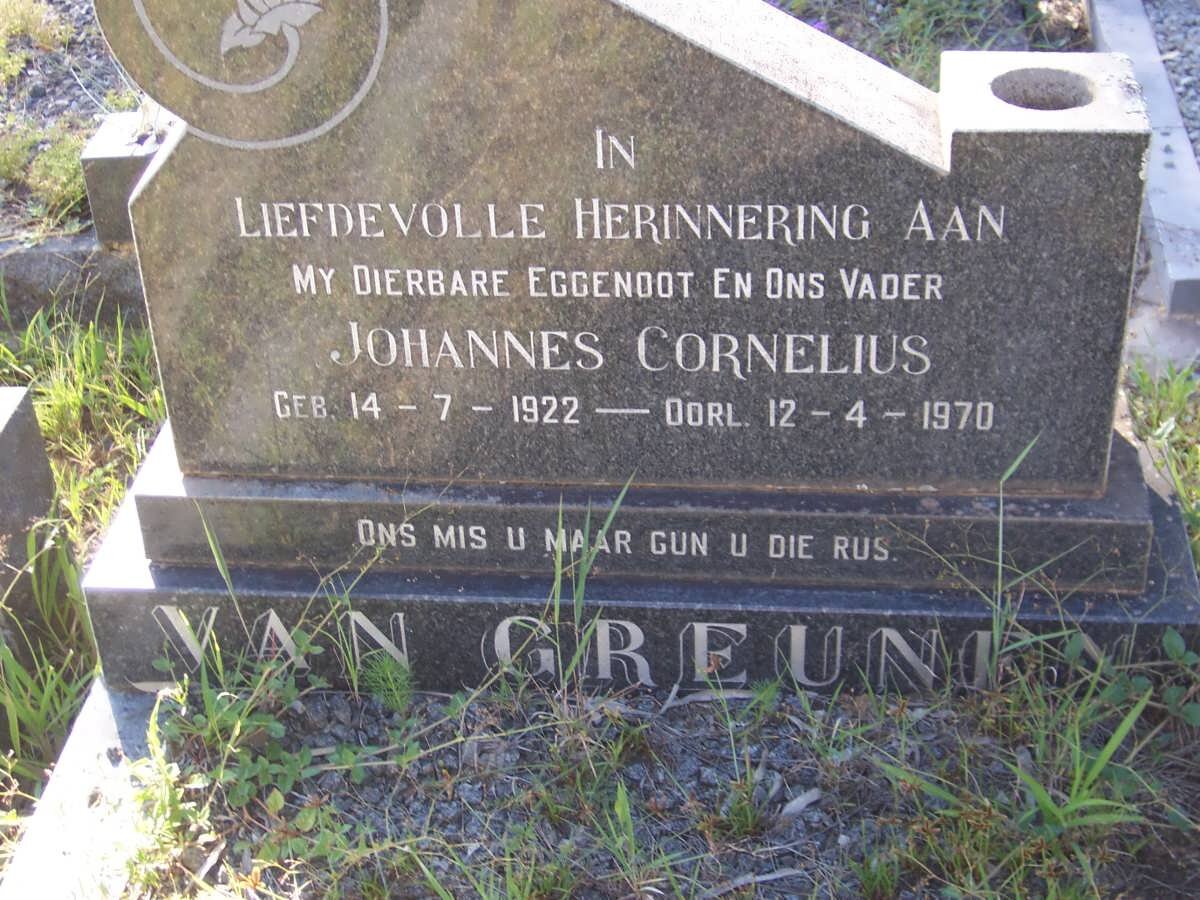 GREUNEN Johannes Cornelius, van 1922-1970