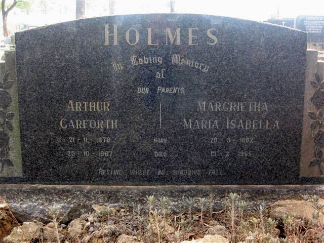 HOLMES Arthur Garforth 1879-1967 &amp; Margrietha Maria Isabella 1882-1965