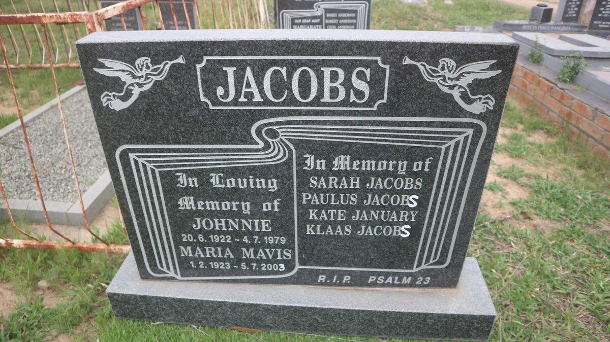 JACOBS Johnnie 1922-1979 &amp; Maria Mavis 1923-2003 