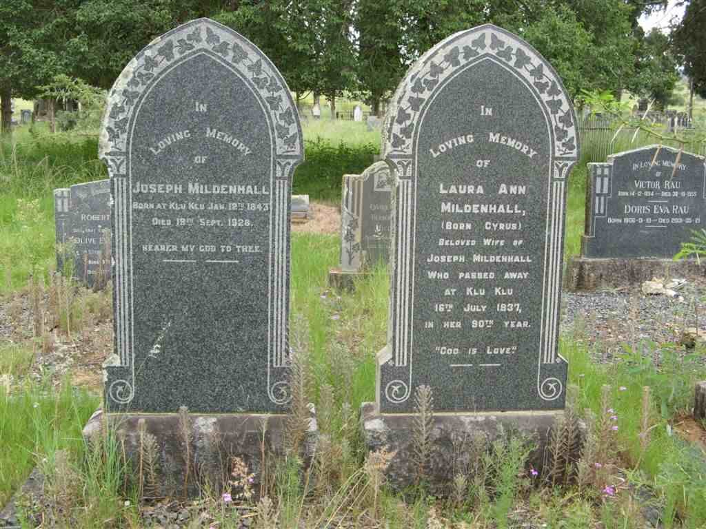 MILDENHALL Joseph 1843-1928 &amp; Laura Ann CYRUS -1937