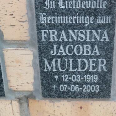 MULDER Fransina Jacoba 1919-2003