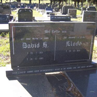 MALAN David H. 1931-1985 &amp; Elode 1931-