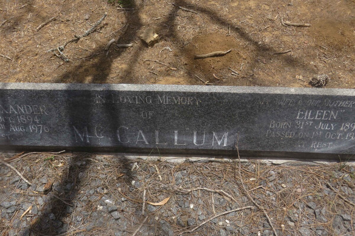 MCCALLUM William Alexander 1894-1976 &amp; Eileen 1893-1961