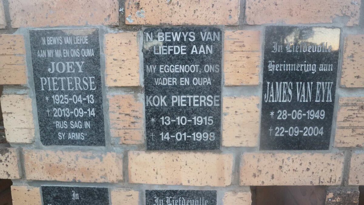 PIETERSE Kok 1915-1998 :: VAN DYK James 1949-2004